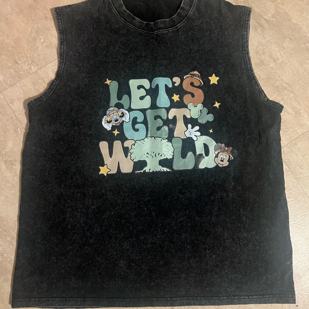 Men’s Black Sleeveless Top - Let's Get Wild Animal Kingdom Theme